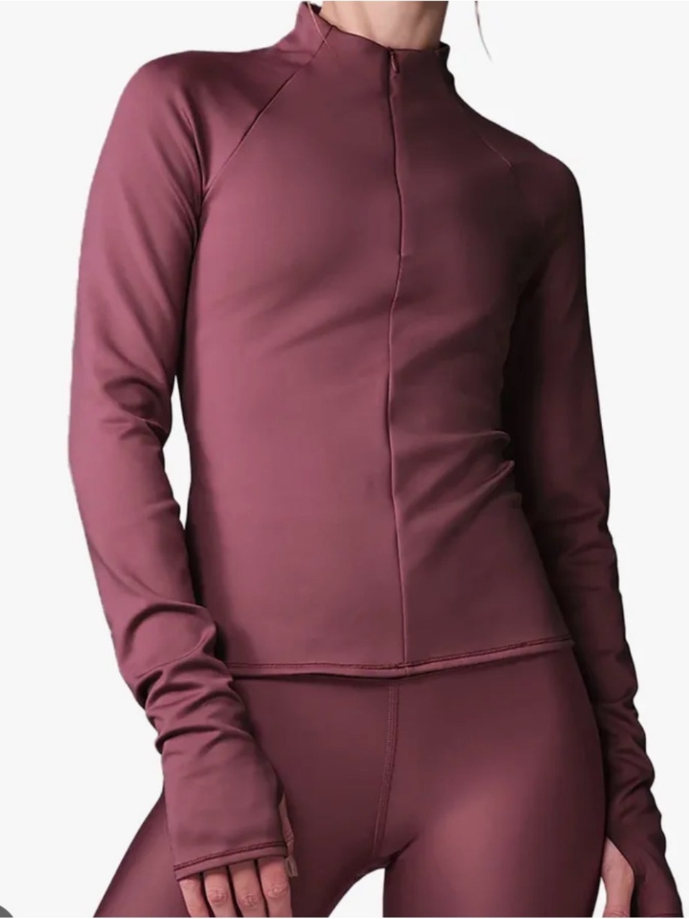 ALO Yoga Long Sleeve Mock Neck Top in Dusty Plum